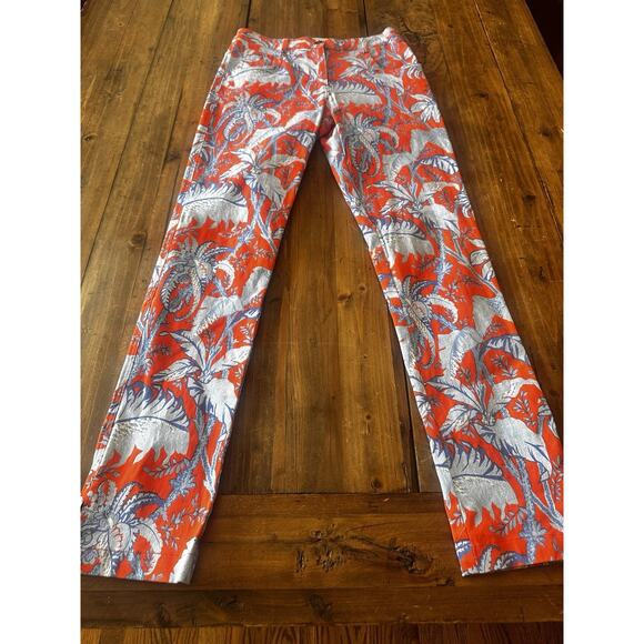 Gretchen Scott Designs Pants - Gretchen Scott Size XS Gripeless Pants Jeans Floral Straight Leg Preppy Resort